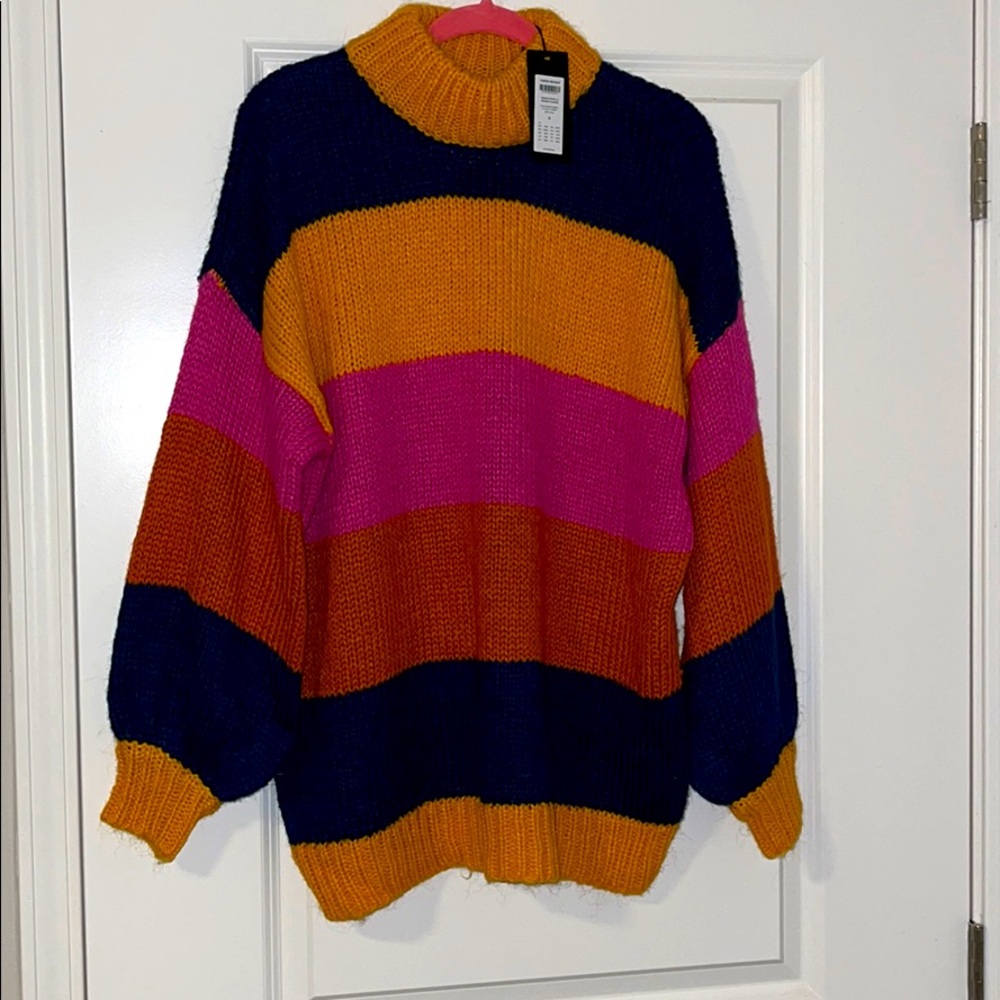 Horizontal striped oversized sweater